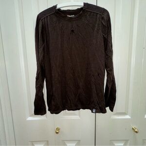 Cloudveil Classic 100% Merino Wool Brown Long Sleeve Base Layer Tee S